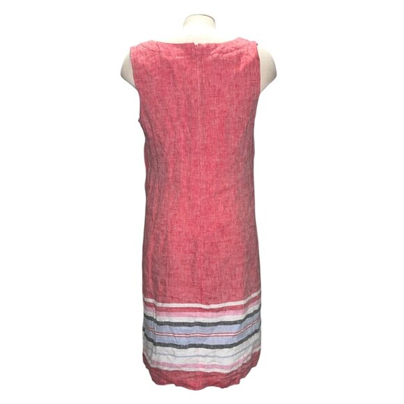 Talbots Linen Shift Dress Seaside Stripe Sleeveless Sz 10 (Medium) Womens Red - Picture 3 of 15